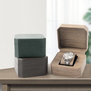 Boîtes de rangement pour montres classiques en cuir PU pour hommes, boîte de rangement pour montres en cuir PU de luxe avec logo personnalisé, octogonale - Product Image 6