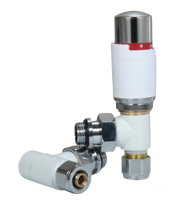 Robinet thermostatique en laiton chromé moderne et durable, à angle droit, pour systèmes de chauffage au sol (hydronique) pour appartements