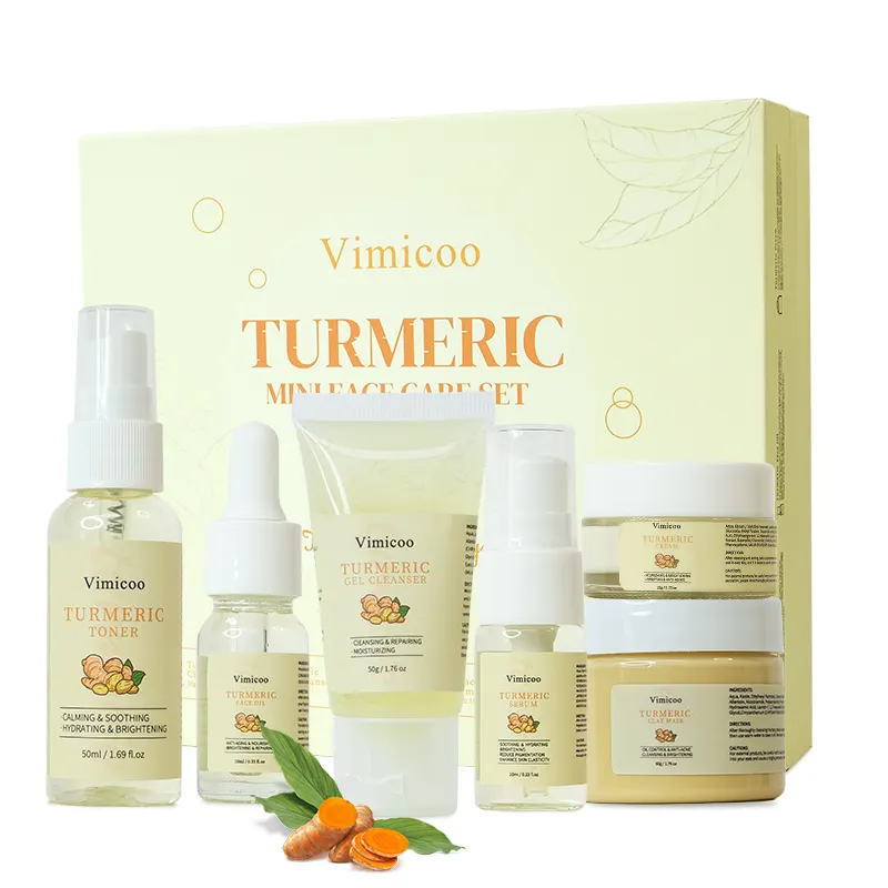 MINI cosméticos de belleza, etiqueta privada vegana, coreana, Tumeric, Turmeric, cuidado de la piel Facial, viaje, regalo