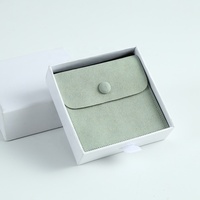 8X8Cm Groene Microfiber Suède Snap Magnetische Knop Milieuvriendelijke Luxe Vierkante Aanpasbare Sieraden Geschenkzak