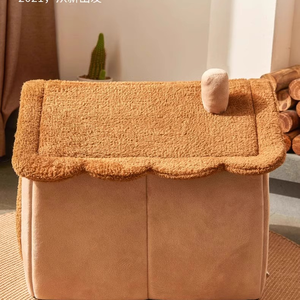 Venta al por mayor desmontable gato invierno cálido gato nido casa lavable mascota perros felpa cama cojín - Product Image 5