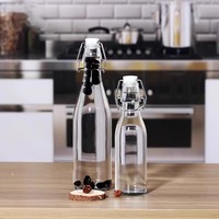 Botol Kaca Persegi Panjang Tinggi 1L (34OZ) Transparan Grosir untuk Minuman, Air, Susu Cair, Jus Buah