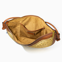Sac à main demi-lune pour femme, sac à bandoulière en PU et PP tressé, fermeture éclair, poignée réglable, OEM ODM