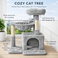 Arbre à chat de luxe multi-niveaux en peluche avec poteaux en sisal et structure d'escalade en velours, emballage carton, pour grands chats, pour salon intérieur