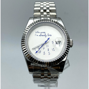 Men's Unique Automatic <b>Mechanical</b> <b>Watch</b> with 'Who Cares I AM Already Late' Dial Design Waterproof NH35 Movement - Product Image 5