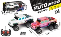 Voiture RC tout-terrain à 6 roues à l'échelle 1:18 avec éclairage LED coloré et plaqué, télécommande 4 canaux, portée de 30 m pour enfants