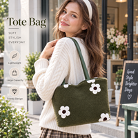 Sac à bandoulière duveteux pour femmes, sac à main léger d'hiver, sac à main tendance, fourre-tout à fleurs pour les voyages quotidiens et le shopping