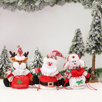 Sac cadeau de Noël en tricot avec cordon de serrage, motif pomme et bonbons, idéal pour les fêtes de Noël et les cadeaux invités