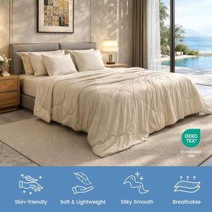 Edredón Refrigerante Tamaño Queen, Mantas Refrigerantes para Personas que Sienten Calor al Dormir <span class=keywords><strong>y</strong></span> Sudores Nocturnos, Edredón de Verano Color Caqui para Cama Tamaño Queen - Product Image 6