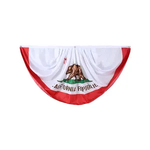 Custom Alta Qualidade EUA Plissado Ventilador Bandeira Americana Califórnia Nós Bandeira Bunting Patriótico Meio Ventilador Bandeira Bandeira Bandeira