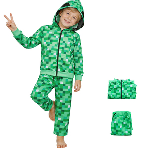 My World Zipper-Up <strong>Hoodie</strong> Knitted Fabric Silk Screen Digital Mosaic Pattern Anti-Pilling Anti-Wrinkle Jacket and Pants - Product Image 6