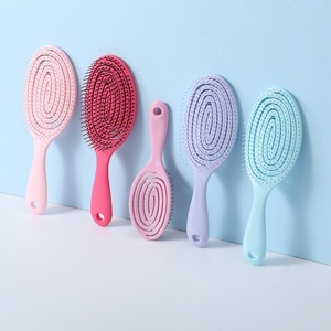 Diskon besar-besaran 5 warna kustom bantal plastik pegangan nyaman sikat rambut basah dan kering anti kusut - Product Image 3