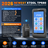 Herramientas de Programación de Sensores TPMS XTOOL TP580 para TS100/TS100 Pro, Herramienta de Diagnóstico Todo en Uno, Escáner OBD2 de Sistema Completo con Más de 22 Funciones de Reinicio