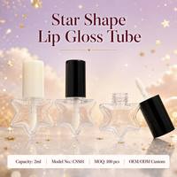 ISMAN Vente en gros de contenants pour gloss à lèvres en forme d'étoile de 2 ml, mini tube vide noir et blanc pour gloss à lèvres, emballage de maquillage pour enfants, logo personnalisé