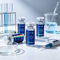 Label Hologram Laser Kustom Tahan Air, Stiker Perekat Profesional untuk Botol dan Stoples Kaca Kosmetik & Medis