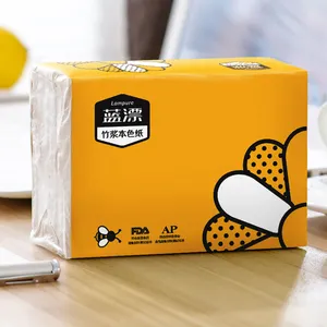 Beyaz kutu mendil 3 katlı dokular Panda tasarım bakire bambu hamuru
