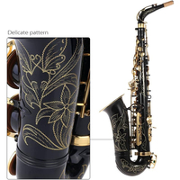 Saxophone Alto Mi Bémol Professionnel Fait Main en Laiton Noir et Or Sculpté, Vente en Gros d'Usine Chinoise, Sans Marque Personnalisée (OEM), avec Étui