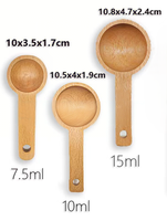 Cuillère doseuse multifonctionnelle en bois de hêtre écologique de 10 ml pour sel de bain, bonbons, épices, cuillère en bambou pour le camping