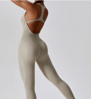Combinaison pour femme imperméable et respirante en spandex/nylon, vêtements de sport ultra-doux, combinaison une pièce, tenue de yoga, combinaison de sport sans dos