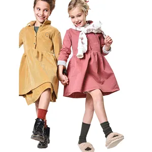 Private Label New Arrive Woven Casual Kids Girls Corduroy Shirt Dress For Teenage Girls