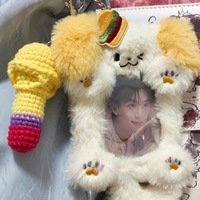 Porte-cartes en peluche chiot hamburger Huang Zihongfan, mini-accessoire unisexe de 3 pouces pour fans d'idoles, fabriqué en Chine