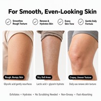 Lotion corporelle exfoliante OEM à 12 % d'acide glycolique avec acide lactique et niacinamide pour peaux sèches et rugueuses – Soin quotidien