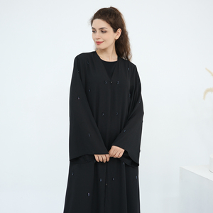 Alta calidad gasa hecha a mano con cuentas abierto Abaya adorno Dubai Abaya lujo EID islámico musulmán mujeres vestido modesto Abaya - Product Image 6