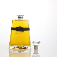 Botella de Vidrio de Lujo de 750 ml con Logotipo Personalizado, Base Cuadrada, para Licores, Ginebra, Whisky, Ron, Tequila, Vodka