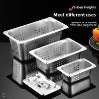 Desain Modern Ramah Lingkungan yang Dapat Disesuaikan, Loyang GN Persegi Panjang Stainless Steel 201 Berlubang, untuk Penyajian Makanan di Dapur Komersial