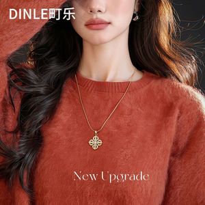 สร้อยคอโคลเวอร์สี่แฉก Dinle พร้อมสายทอง ดีไซน์หรูหรา ของขวัญเครื่องประดับสำหรับผู้หญิง จี้แฟชั่นทรงยาว - Product Image 2