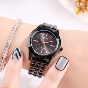 Montre à bracelet en acier de grande valeur à la mode pour les femmes cadran en strass de luxe léger montre à quartz étanche - Product Image 1