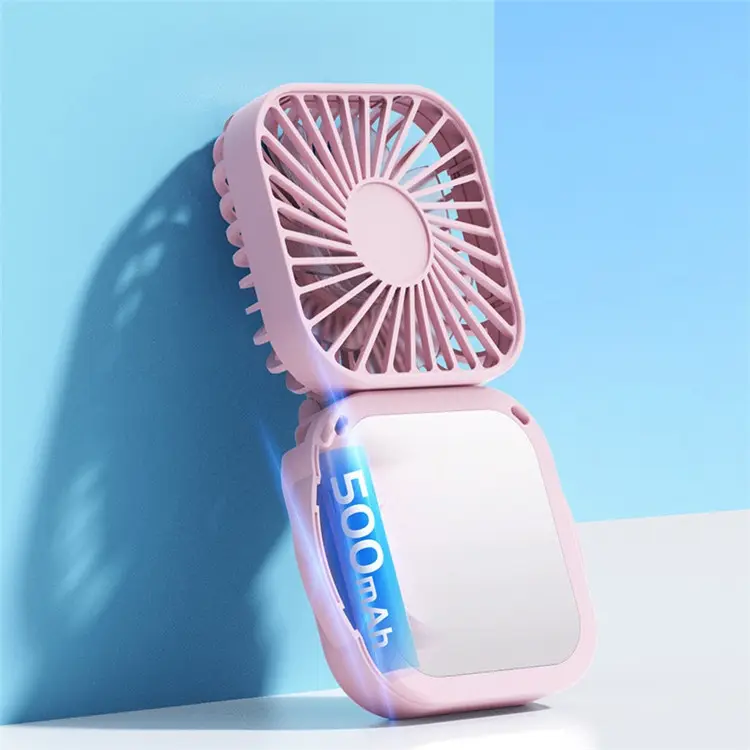 Beauty Tool Portable Fan Mini Handheld Hand Travel USB Rechargeable Air Cooling Fan Personal Makeup Mirror