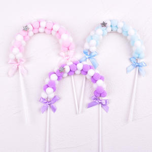 All'ingrosso torta romantica colorata Topper-ammorbidire la decorazione della torta dell'arco della sfera di pelliccia per la festa di compleanno dei bambini e altre forniture per feste - Product Image 2