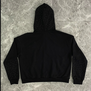 Sudadera con capucha de forro polar para hombre, estilo urbano, de invierno, gruesa, transpirable, con logotipo personalizado bordado, letras, cristales y pedrería, con cremallera - Product Image 6