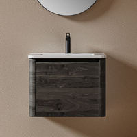 Meuble-lavabo de salle de bain moderne avec étagère réglable et décor en rayures de bois, pour installation sous évier, en céramique, pour appartement, 18, 24, 30, 36 pouces