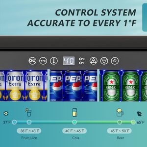 Frigorifero per Bevande EUHOMY da 24 Pollici con Porta in Vetro, Capacità 180 Lattine, Refrigeratore da Incasso per Bibite, Vino e Soda - Product Image 3