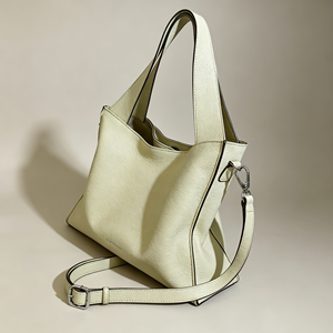 Cream Pebble Grain <b>Shoulder</b> Tote <b>Bag</b> Detachable Strap Side <b>Zip</b> Design <b>Large</b> Capacity Office Work Handbag - Product Image 5