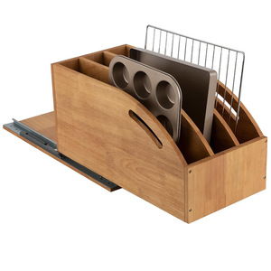 Estante de cocina de madera de 3 niveles con estante de acero inoxidable para organizar utensilios de cocina - Product Image 5