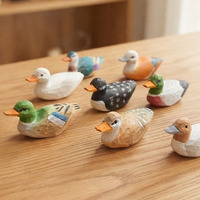 Figurine décorative de canard en bois antique colorée sculptée à la main, vente en gros, cadeau, décoration