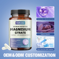 Capsules de citrate de magnésium complexe OEM ODM, 60 capsules, favorise la digestion, la relaxation et l'aide au sommeil, compléments alimentaires pour adultes