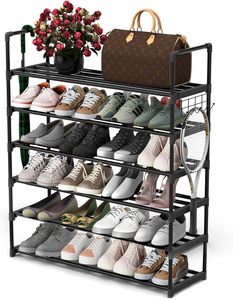 Porte-<span class=keywords><strong>chaussures</strong></span> pliable à 6 couches en fer à haute capacité Aucune installation requise Vitrine à bottes hautes - Product Image 1
