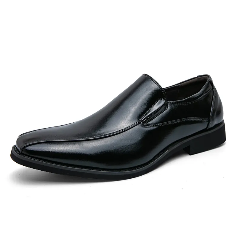 Classic Design Point Toe Formal Dress Shoes High Quality Hard Wearing Slip On Brown Leather Shoes for Men