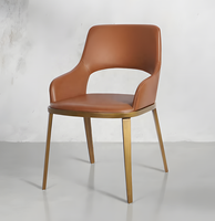 Chaise de salle à manger en cuir pleine fleur italien, nouvelle chaise d'appoint de salle à manger minimaliste italienne haut de gamme de luxe léger, design de créateur