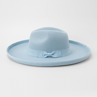 Nouveau gros mode femmes large crayon bord luxe 100% polyester avec ruban arc Fedora chapeaux en feutre