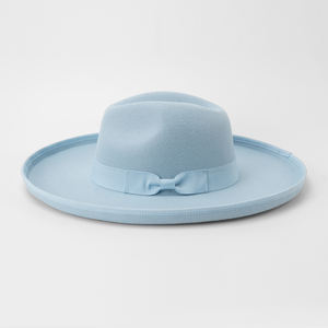 Nouveau gros mode femmes <span class=keywords><strong>large</strong></span> <span class=keywords><strong>crayon</strong></span> bord luxe 100% polyester avec ruban arc Fedora chapeaux en <span class=keywords><strong>feutre</strong></span> - Product Image 5