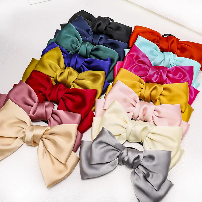 Koreanisches Design Satin Bowknot Haars pange Zubehör Einfarbig Big Butterfly Ribbon Bow Haars eil