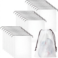 60 sacs à chaussures en polyéthylène avec cordon de serrage, 30-40 cm, translucides, imperméables, pochettes de rangement, grands sacs portables anti-poussière pour la maison