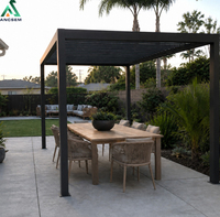 Pergola à lames orientables ANCSEM, structure en aluminium, contrôle manuel, minimaliste et haut de gamme, résistante aux intempéries, pour la détente au bord de la piscine