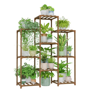 Multi-tiered indoor solid wood flower <b>pot</b> rack for living room and balcony, floor-standing potted <b>plant</b> rack, wholesale. - Product Image 2