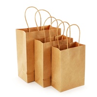 Sac en papier kraft brun personnalisé avec logo, poignées et impression intégrale, idéal pour les boutiques de cadeaux de luxe, fabriqué à partir de papier kraft recyclé